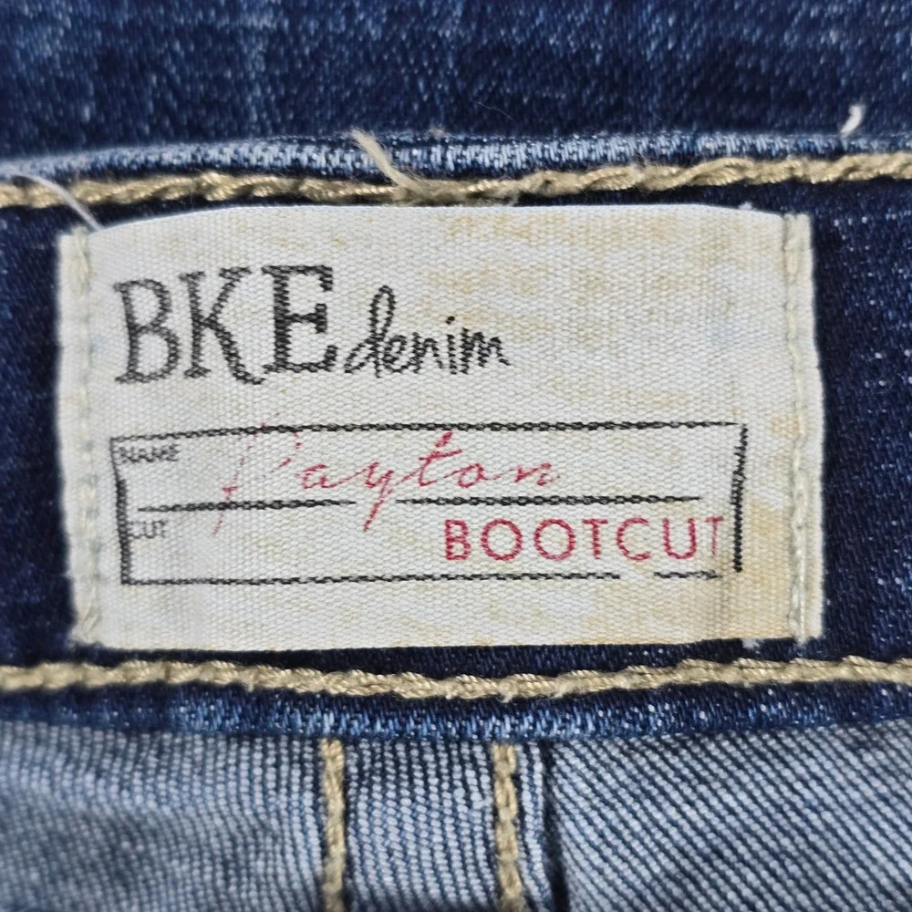 BKE Payton Bootcut Jeans Womens 27L Dark Wash Whiskered Denim 12614‎